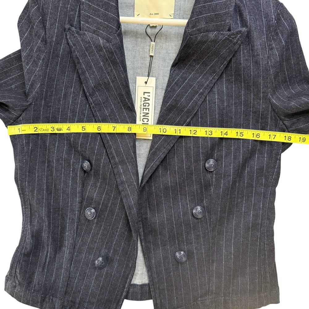 L'AGENCE Wayne ​Pinstripe Cropped Double-Breasted Jacket - Picture 7 of 9